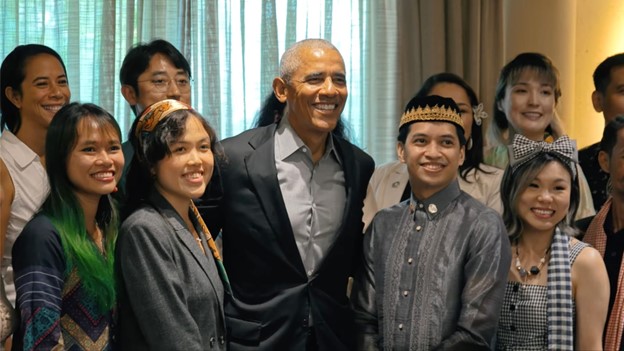 Boggs with former President Obama and the Asia Pacific cohort of Obama leaders 2023