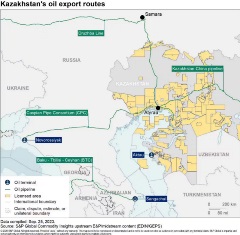 Figure 1: Map of Kazakhstan’s Oil Export Pipelines