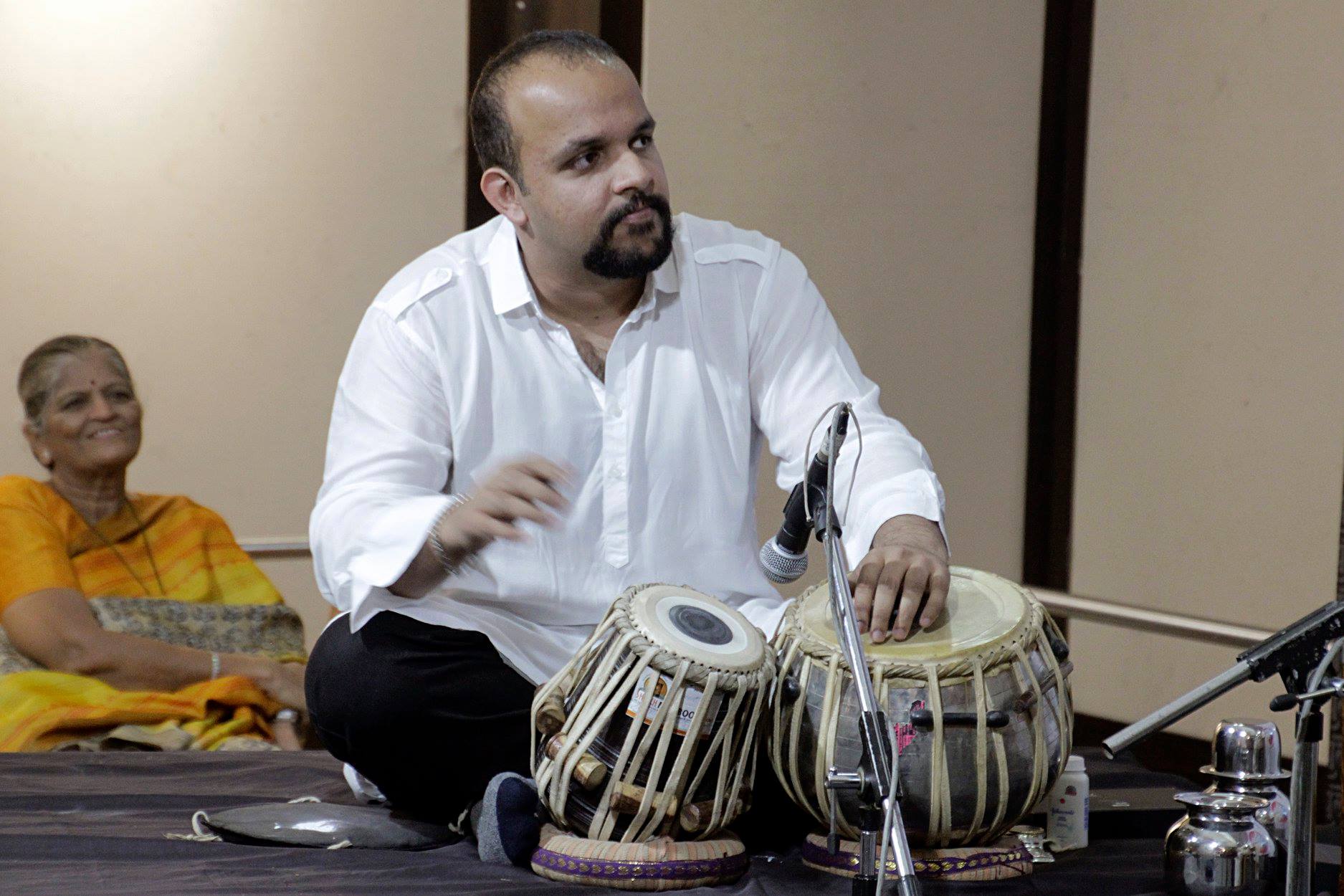 Prof Ashu playing tabla