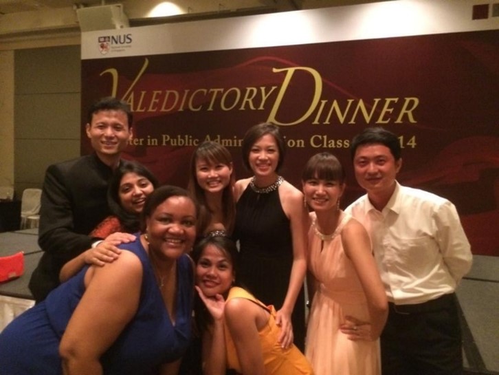 Trang and classmates during Valedictory Dinner
