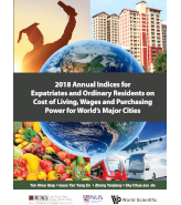 2018 Annual Indices for Expatriates and Ordinary Residents on Cost of Living, Wages and Purchasing Power for World’s Major Cities